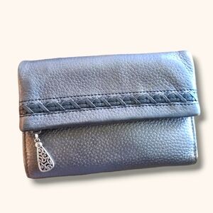 BRIGHTON Tri fold-over, Magnetic Closure, Leather Wallet, Pewter